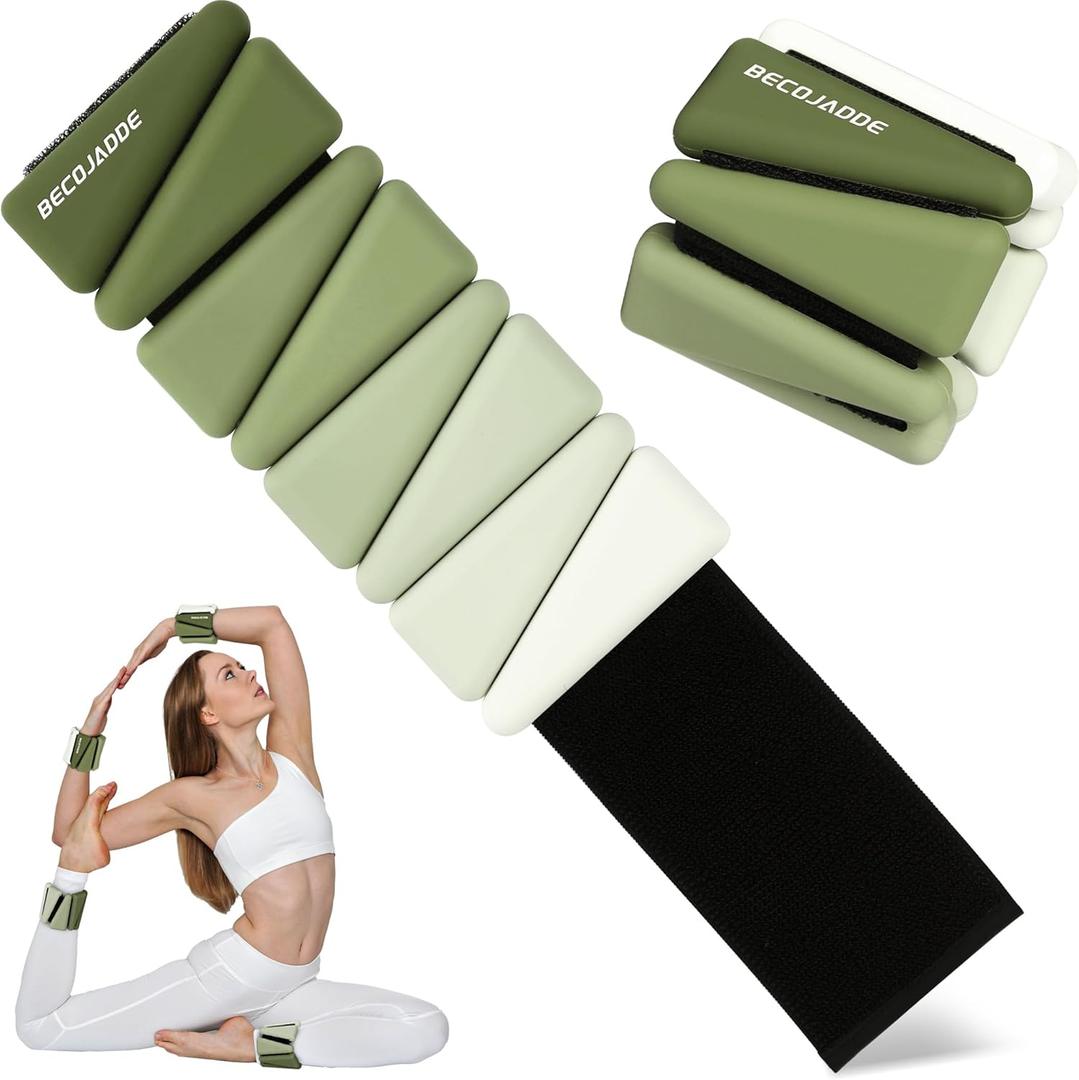 Wrist Weights for Women At Home Ankle Weights Set of 2 (1 lb/2 lbs Each) Adjustable Weighted Wristbands Arm Leg Weights for Women Men Suitable for Walking Swimming Running Pilates Yoga Gym (Green)