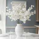 Daifunli 6 Pcs Artificial Cherry Blossom Branches Silk Fake Cherry Blossom Flowers 43 Inch Faux Stems for Spring Home Decor, Table Centerpieces, Wedding Bouquets(White,Mixed)