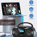 Greadio Boombox Portable CD Players for Home with Bluetooth, Boom Box CD Player FM Radio Combo, Stereo Sound, AC/Battery Powered, CD/CD-R/RW Compatible, Support AUX/USB/Headphone, Timer, Repeatable