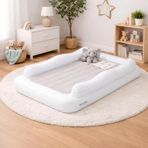 Regalo Inflatable Toddler Travel Bed with Safety Rail Bumpers, Portable Toddler Air Mattress with Pump & Carry Bag, Foldable Kids Bed for Travel, Camping & Sleepovers, Ages 25
