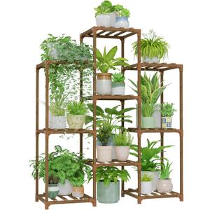 Bamworld Plant Stand Indoor Plants Shelf Outdoor Wood Plant Rack for 4 Tiers Large Flower Stand for Multiple Plants Ladder Plant Holder for Living Room Boho Home and Gardening