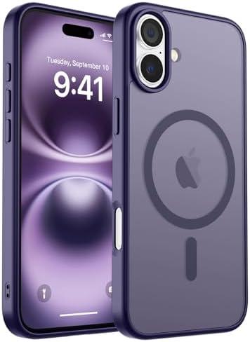 Zapica Magnetic for iPhone 16 Plus Case, [Compatible with MagSafe] [Military Grade Drop Protection] Translucent Matte Shockproof Anti-Scratch Phone Cover, Dark Purple