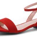 Shoe Land Women's Low Heels Dressy Sandals for 2025-1 Inch Chunky Block Short Heels | Square Open Toe with Adjustable Ankle Strap | Wedding & Party Heeled Sandals, 7.5