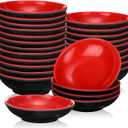 Hushee 25 Pcs Soy Sauce Dishes 4 oz Dipping Bowls Bulk Dipping Sauce Cups Serving Plate Set Black Red Side Small Dish Pinch Bowls for Sushi Ketchup Olive Oil Appetizer Condiment BBQ Desserts(Round)