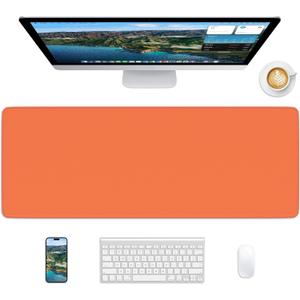 Orange Mouse Pad, 31.5 x 11.8 Large Desk Mat with Stitched Edges & Non-Slip Base, Mousepad for Office, Home, Work