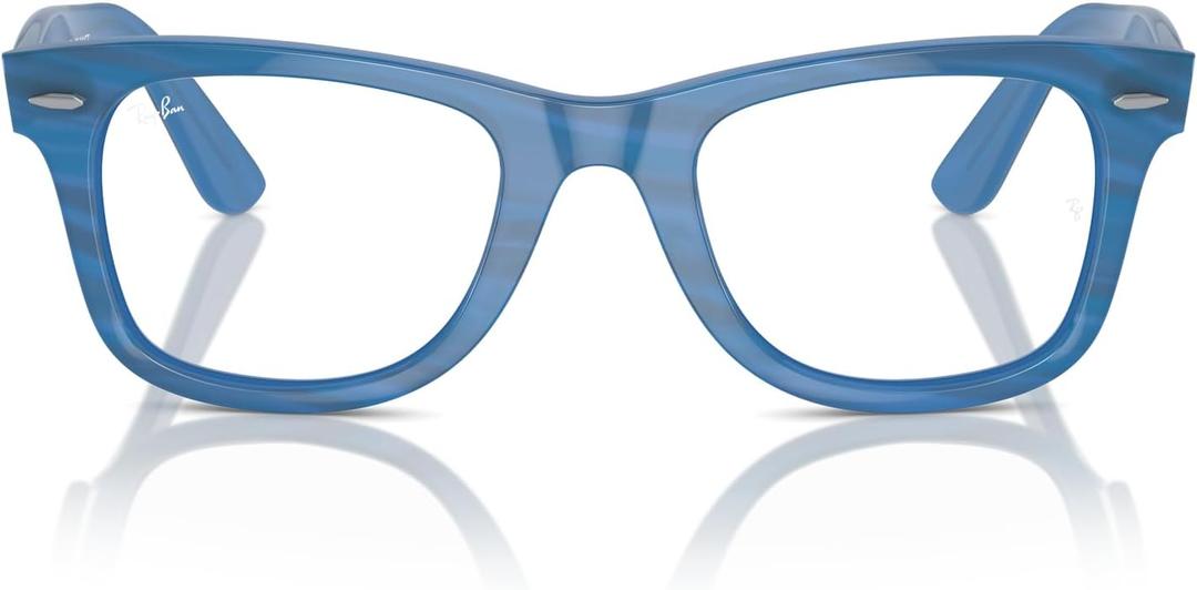 Ray-Ban Rx5121f Wayfarer Photochromic Low Bridge Fit Square Prescription Eyewear Frames (Photochromic Frame Striped Blue/Demo Lens)