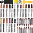SEISSO Furniture Repair Kit, 18 Colors Touch Up Markers and Wood Filler Sticks with Wood Polish Wax - Furniture Touch Up Kit Cover Up Scratches, Stains, Holes for Wooden Table, Cabinet, Floors, Door