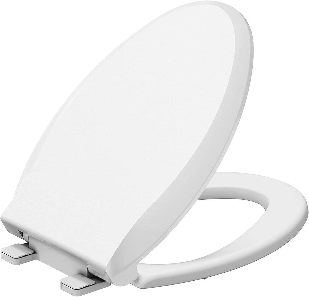 Durable Elongated Toilet Seat with Slow Soft Close - Easy to Install and Clean, Never Loosens - White, Fits Most Elongated Toilets Durable Elongated Toilet Seat with Slow Soft Close - Easy to Install and Clean, Never Loosens - White, Fits Most Elongated Toilets