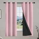 COSVIYA 100% Pink Blackout Curtains for Bedroom Kids Room 63 Inches Length 2 Panels Set, Full Light Blocking Thermal Insulated Grommet Nursery Window Treatment Drapes with Black Liner,W40 x L63