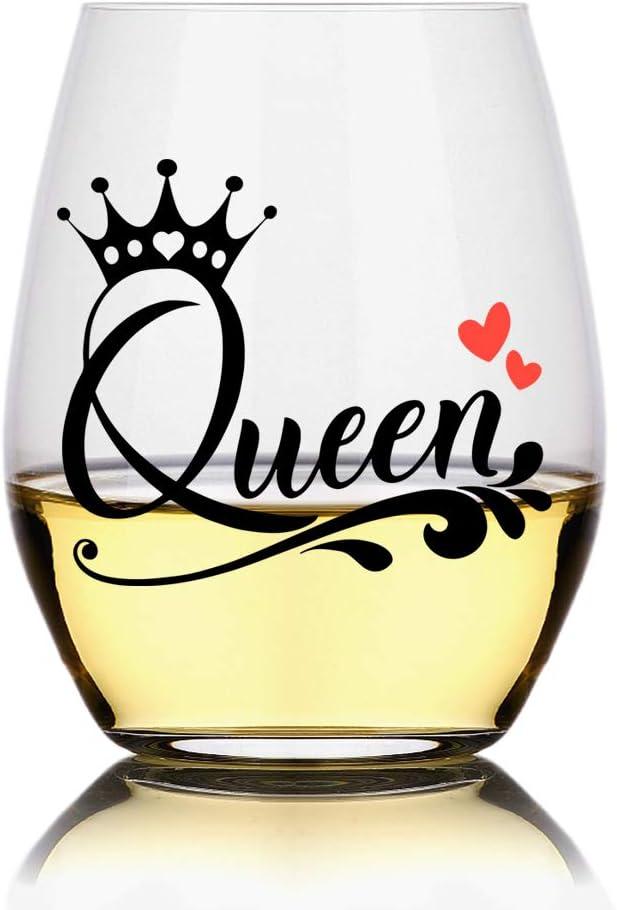 Perfectinsoy Queen Funny Glass, Unique Queen Gift for sisters, Women, Girlfriend, Her, Wife, Friend, Bridal Shower, Engagement or Wedding Favor (15 Ounces)