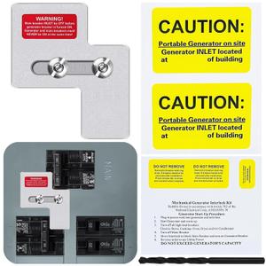 Generator Interlock Kit for Siemens 100 Amp or Murray 100 Amp Panels, Professional and Interlock Kit, 7/8-1 1/4" Spacing Between Main and Branch Breakers