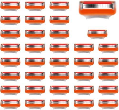 Replacement Blades Compatible with GL-Fusion 5 Style Razors (orange), Wet Razors Men's Blades Value Packs