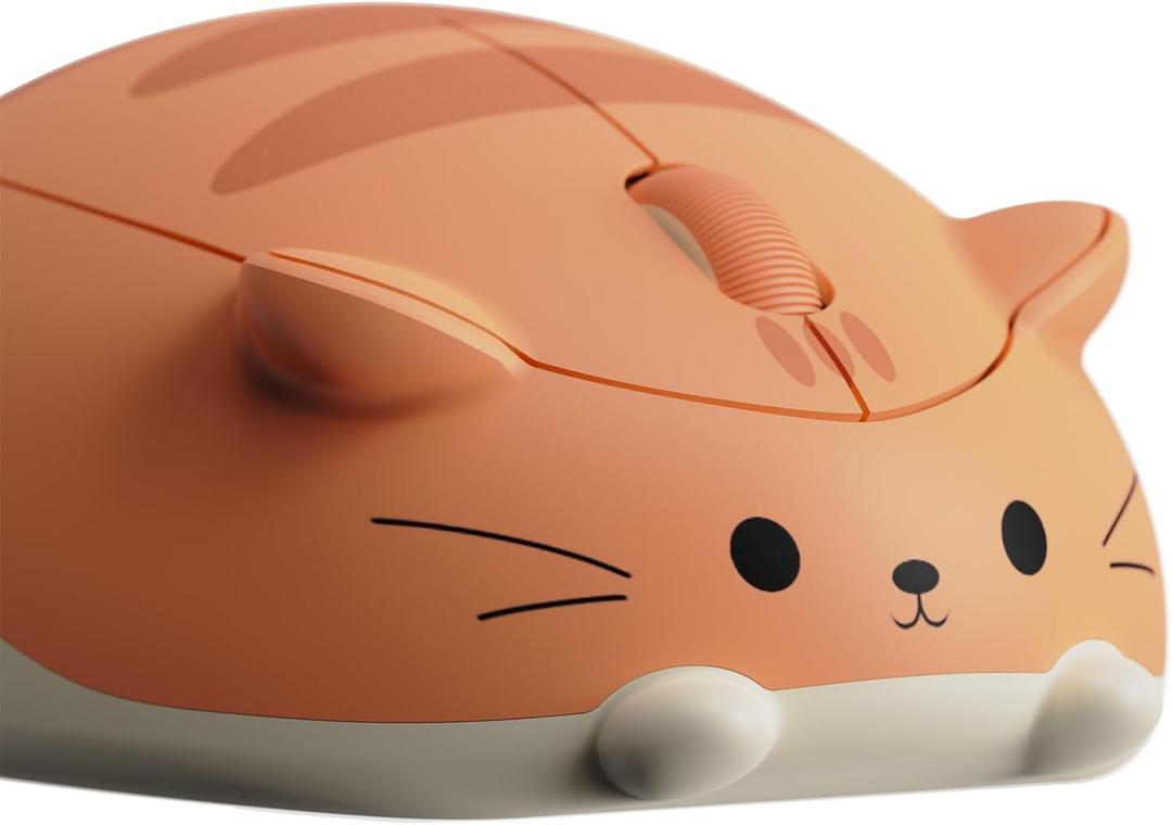 Akko Cat Theme Wireless Gaming Mouse Pink, Tri-Mode Mouse BT3.0/BT5.0/2.4G, Cute Optical Cordless Cartoon Mice for Computer/Laptop/Desktop/PC, Compatible with Mac/Win Orange Kate