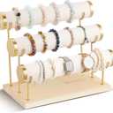 Wenqik 3 Tier Detachable Bracelet Holder Bracelet Display Stand Beige Velvet Jewelry Organizer Displays for Bangles Necklace Watches Scrunchies Hair Ties (Beige)