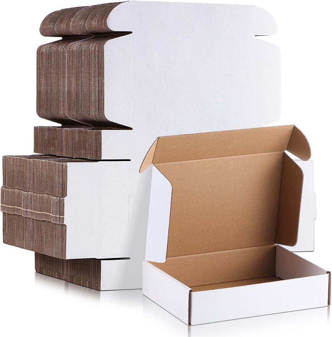 Qilery 200 Pcs 7.09 x 5.12 x 1.97 Inches Shipping Boxes White Mailer Boxes