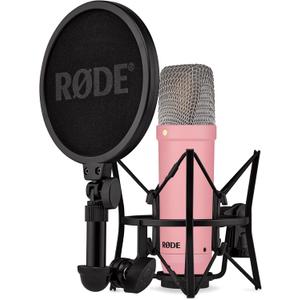 RDE NT1 Signature Series Large-Diaphragm Condenser Microphone with Shock Mount, Pop Filter and XLR Cable for Music Production, Vocal Recording, Streaming and Podcasting (Pink)