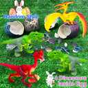 4 Pack 4.5" Large Dinosaur Hatching Surprise Eggs Dinos Eggs Toys for Kids Toddlers, Grow in Water Dinosaur Party Favors Goodie Treat Bag Basket Stuffers Gifts Birthday Classroom Prizes for Boys Girls (Black)