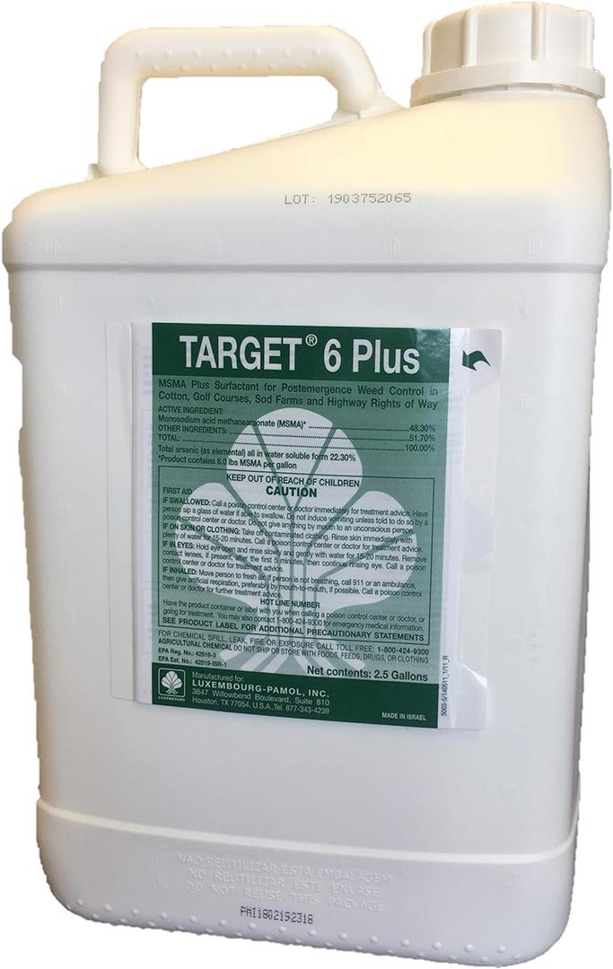 LUXEMBOURG- PAMOL Target 6 Plus (MSMA 48.2%) Turf Herbicide - (2.5 Gallon jugs)