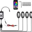 4 PCS RGB LED Rock Lights, LEDs High Brightness Waterproof Neon underglow Kit with Bluetooth App Control Flashing Music Mode, Wheel Well Light for Trucks, SUV, Golf Cart, ATV, Pickup