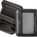 BOSTANTEN Credit Card Holder Wallet RFID Double Zipper Small Wallet for Women Leather Keychain Wallet with Tassel Black