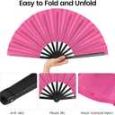 Aodaer 4 Pack Large Silk Folding Fans Handheld Fans Chinese Kung Fu Tai Chi Fans Decorative Fans for Men and Women, Pink, Black, White, Blue