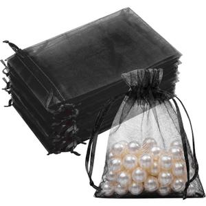 50PCS Black Organza Bags 3x4, Small Gift Bags Mesh Bag Drawstring Gift Pouches Baggies for Jewelry Candy Sachet Treats Mother's Day Party Favors, Mini Gifts Wrapping Supplies