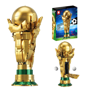 World Soccer Cup Trophy Building Blocks Set for Adults, Golden Footballl Cup Model for Display, Home Office Decor, Soccer Fans Play