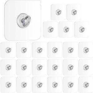 Beeveer 24 Pcs Heavy Duty Adhesive Ceiling Hooks Ceiling Wall Hooks Hangers Without Nails Practical Stainless Steel Waterproof for Indoor Outdoor Home Office Kitchen Hanging Plant