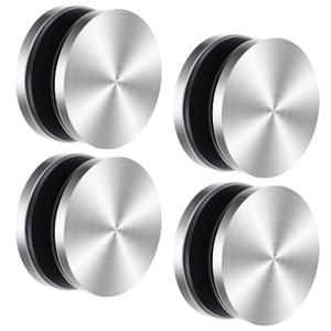 Zonon 4 Pcs Round Glass Clamps 360 Degrees Stainless Steel Panel Shelf Bracket Silver Railing Standoffs for 3/8'', 1/2'', 9/16'' Glass Thickness Railing Stabilizer Holder for Balcony Stair Balustrade