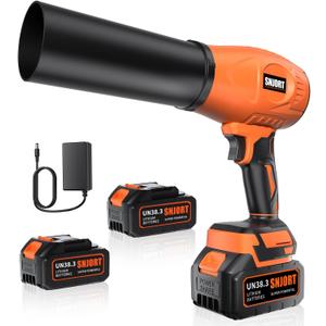 SNJORT Leaf Blower Cordless with Battery and Charger, 980,000 RPM, Extended Nozzle, Lightweight Handheld,Blower for Patio Cleaning,Leaves and Dust,Birthday Gifts for Men Dad HusbandNeon Orange