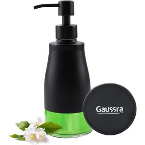 Gaussra Black Soap Dispenser with Coasterand Stickers, Refillable Liquid Stainless Steel Soap Dispenser for Kitchen Sink, Bathroom Countertop (11OZ / 320ML)