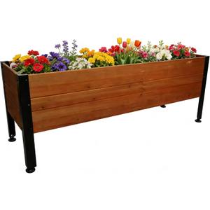 Wooden Rectangular Flower Box with Low-Iron Legs, Planting Bed for Flowers and Vegetables, Suitable for Garden and Balcony. Dimensions:39.37 * 13.9 * 12.5 inches