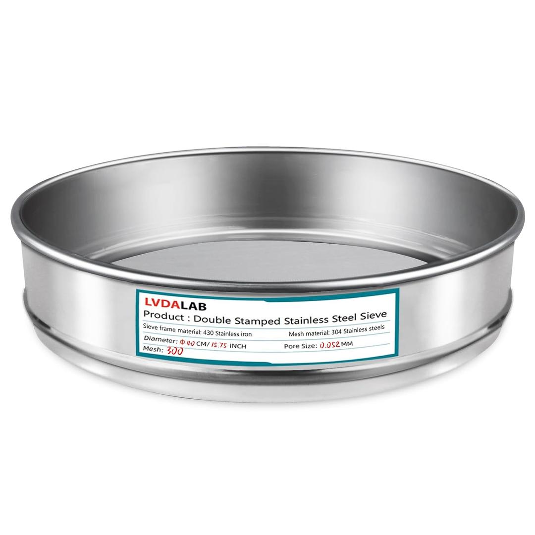 15.75"(40cm) 304 Stainless Steel Mesh Lab Sieve, 300 Mesh (0.052mm) Sifter