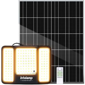 intelamp Solar Lights Outdoor Dusk to Dawn, 3 Color Modes,16.4ft Cable, 196 Led