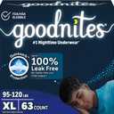Goodnites Boys' Nighttime Bedwetting Underwear, Size Extra Large (95-140+ lbs), 63 Ct (3 Packs of 21), Packaging May Vary