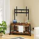 CHOEZON Mobile TV Stand with Charging Station and Adjustable Mount, 2-Tier Rolling TV Console Table for TVs up to 70 inch, for Living Room, Bedroom, Rustic Brown and Black TDS10UBF