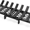 20" Fireplace Grate with Ember Retainer, Wood Stove Grate Rack, Heavy Duty Solid Steel 8-Bars Firewood Holder, Easy-Assembly Fire Grate for Indoor Hearth Outdoor Firepit - Matt Black