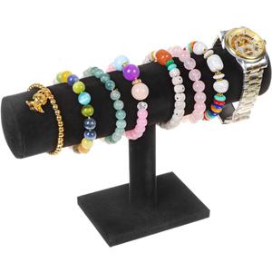 TENINYU Hovering T-Bar Bracelet Necklace Earring Bangle Pendants Anklet Tower Watch Key Jewelry Display Stand Home Organization for Women & Men (Black Velvet)