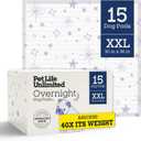 Pet Life Unlimited Overnight XXL Puppy Pads for Dogs, 30" x 36", 15 Count, Leak-Proof, Super Absorbent, Quick-Dry Potty Training Pads, Overnight Protection & Jasmine Honey Scent, Made in USA