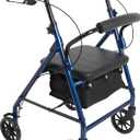Probasics Junior Aluminum Rollator with 6 Inch Wheels, 250 Pound Weight Capacity, Blue