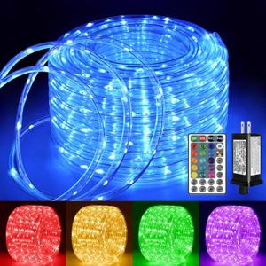 Ollny Rope Lights Outdoor Color Changing, 33FT 100 LED Waterproof Plug in Outdoor String Lights with Remote, 16 Colors Twinkle Christmas Lights for Outside Indoor Party Easter Holiday Decorations
