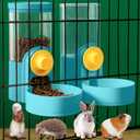 Kenond 40oz Hanging Automatic Rabbit Food and Water Dispenser, Dog Cage and Ferret Feeder, Gravity Cat Feeder Set, Cage Food Bowl for Bunny, Guinea Pig, Chinchilla (Green) (Green Waterer and Feeder A)