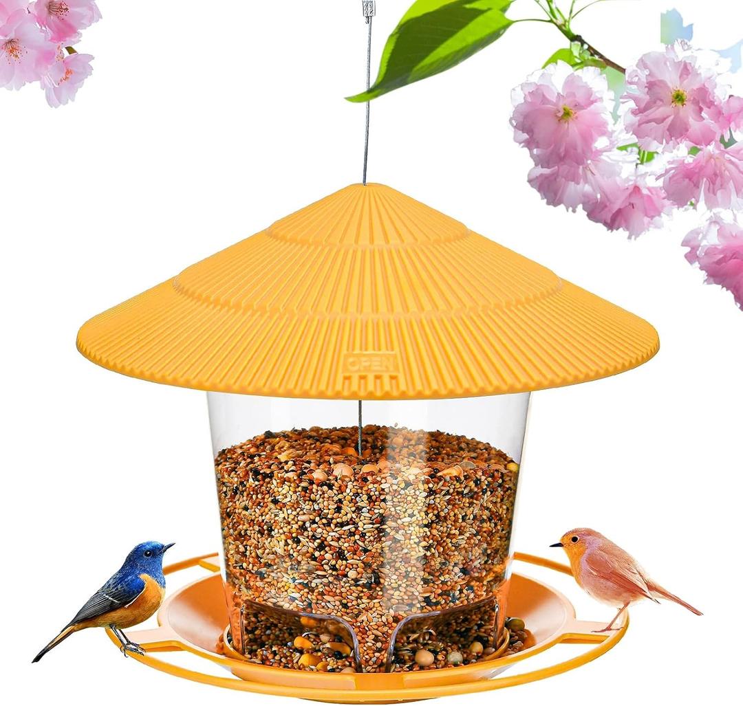 Bird Feeder Outdoor Hanging for Wild Bird Seed, Yellow (0147 oz)