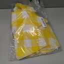 misaya Round Waterproof Vinyl Table Cloth, Buffalo Flannel Backed Tablecloth, Wipeable Plastic Table Cover for Dinner, Kitchen, Picnic (60", Yellow and White)