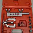 Brake Line Double & Single Flaring Tool Kit with Tubing Cutter, Brake Line Repair Kit for Copper, Aluminum, Brake Line and Brass Tubing, Flare Tool kit Includes 5 Adapters, 45 Degrees