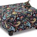 Ottoman Cover Square Slipcovers Printed,Stretch Footrest Stool Cover for Ottoman Square,Soft Foot Stool Cover Protector with Nonslip Elastic Bottom (Medium,Flower F)