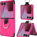 BENTOBEN for Samsung Galaxy Z Flip 7 5G Case with Ring, Heavy Duty 2 in 1 Full Body Rugged Galaxy Z Flip7 Case Girls Women Boy Men Shockproof Protection Cases Cover for Samsung Z Flip 7 6.9, Hot Pink