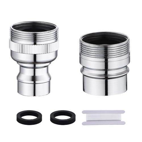 LUOFANT Dishwasher Faucet Adapter with Aerator, Sink Faucet Adapter for Portable Washer, Dishwasher Snap Connection, 15/16-27 Male Outside and 55/64-27 Female Inside，Chrome