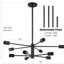 RUIYEY Modern Sputnik Chandeliers Light, 10-Light Black Chandeliers for Dining Room, E26 Height Adjustable Chandelier Ceiling Lighting Fixture for Farmhouse Kitchen Island Living Room Foyer
