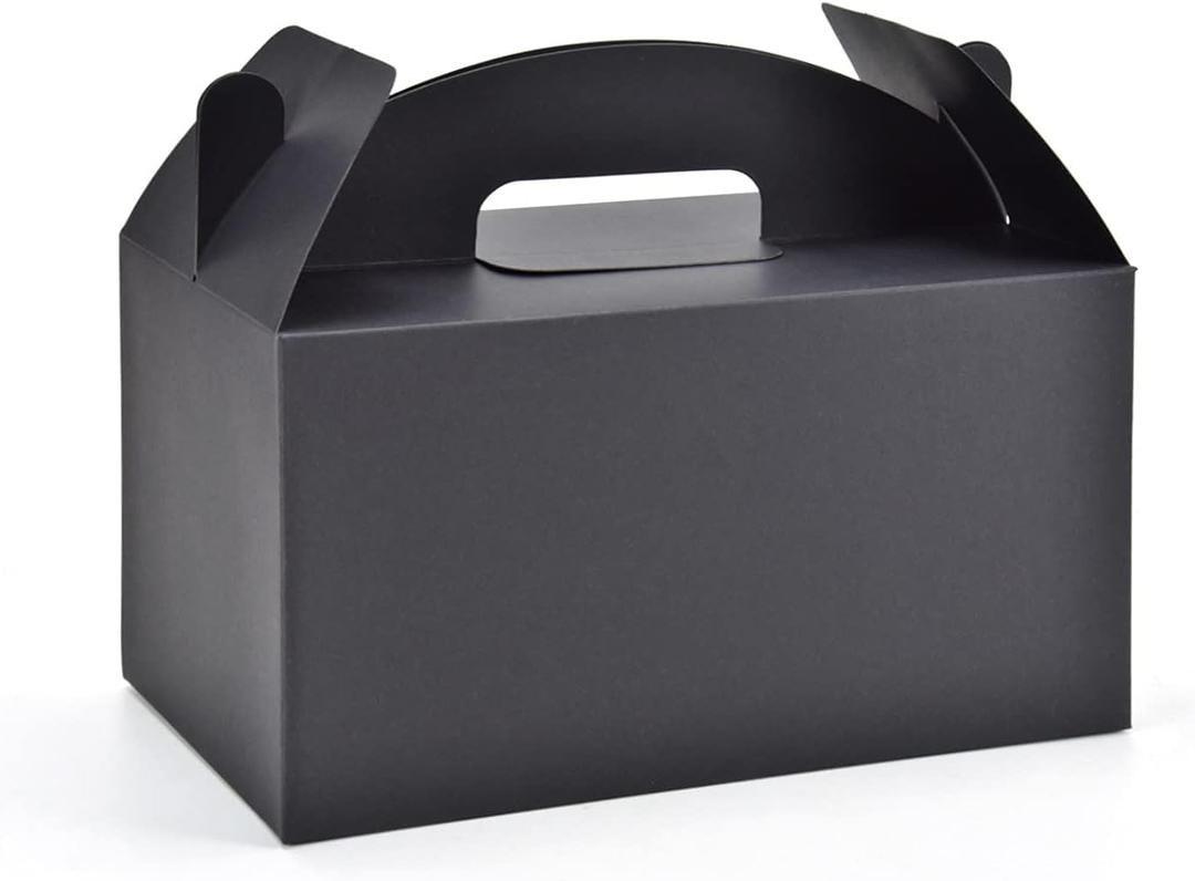 HUAPRINT Black Treat Boxes Large Bulk,Gable Boxes 30 Pack 9.45x5x5Inches,Party Favor Boxes Goodie Boxes for Birthday Party Baby Shower Wedding Christmas